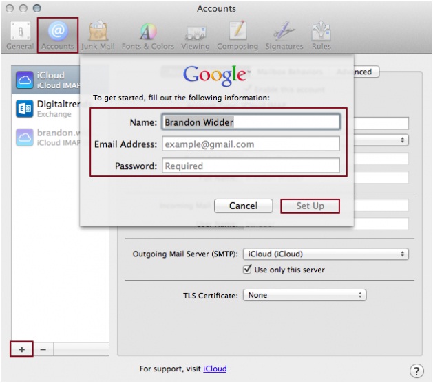 Apple Mail - enter Gmail Credentials - 09-04-2014 LHDEER