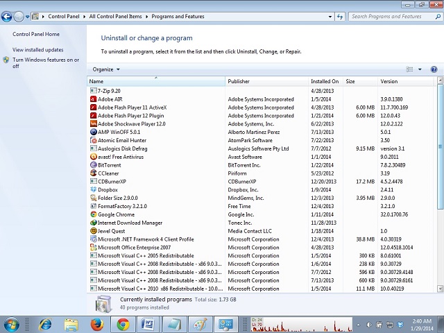 Finding Control Panel and delete the unwanted toolbars and programs generating Adware - 29-01-2014 LHDEER
